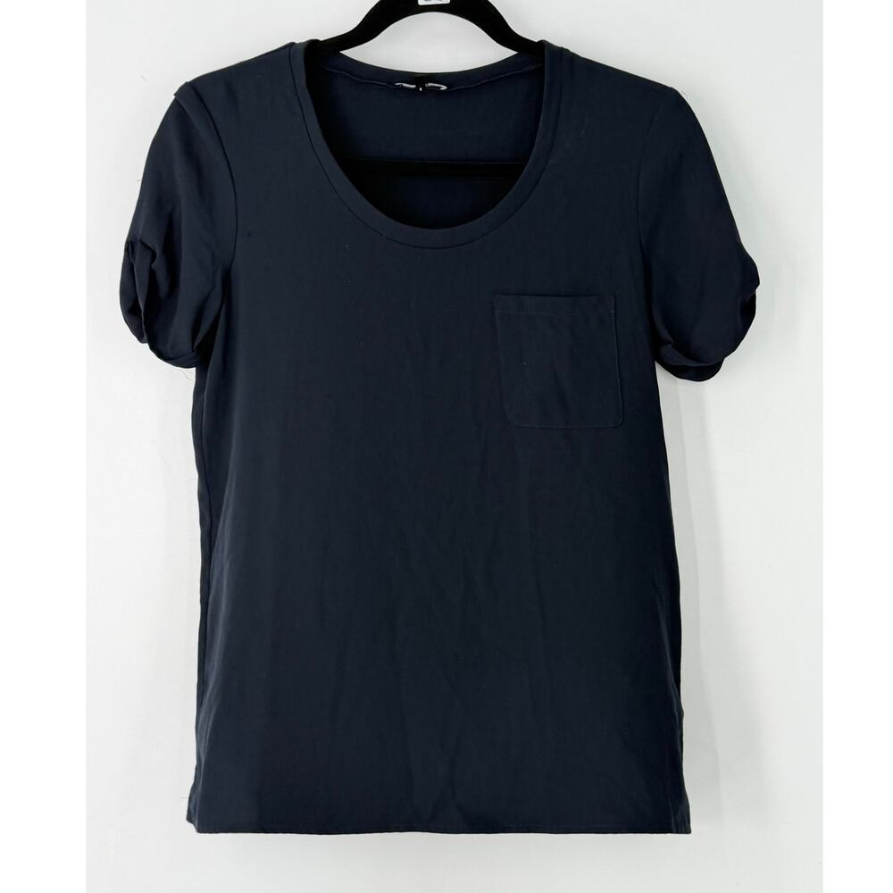 THEORY S T-shirt scoop neck cotton tee top black quiet luxury minimalist - Picture 9 of 9